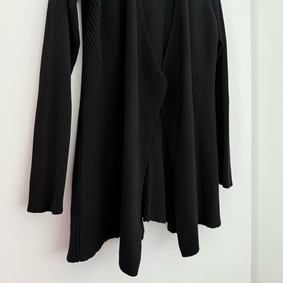 Eileen Fisher black silk cotton open front draped cardigan - Medium - Picture 4 of 8